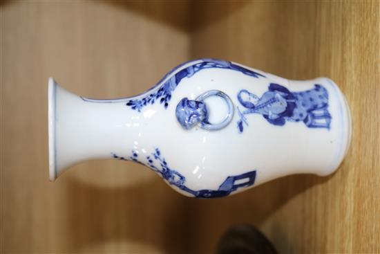 A Chinese blue and white baluster vase height 15cm